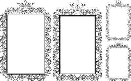 frame rectangular with crownのイラスト素材