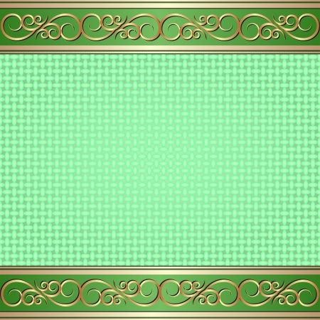 green background with golden ornamentsのイラスト素材