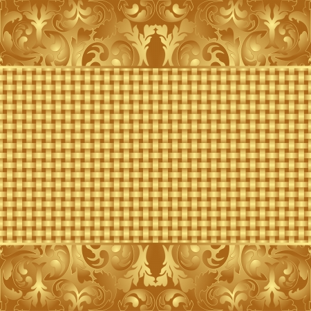 yellow and brown background with floral ornamentsのイラスト素材