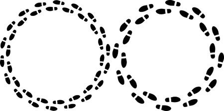 footprints on the wheelのイラスト素材