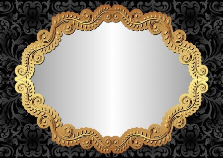 silver black background with golden frameのイラスト素材