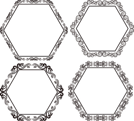 set of hexagonal framesのイラスト素材