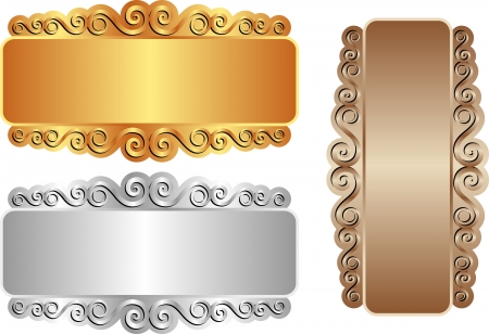 vintage banners gold silver brownのイラスト素材