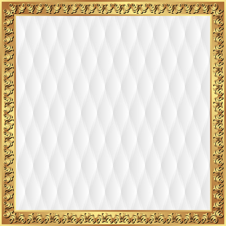 white textured background with golden frameのイラスト素材