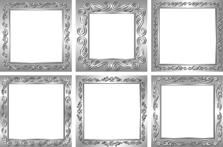 set of silver frames with transparent space insert for pictureのイラスト素材