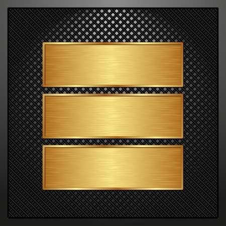 three golden banners on black panelのイラスト素材