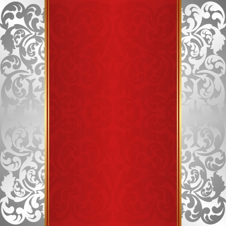 silver and red background with ornamentsのイラスト素材