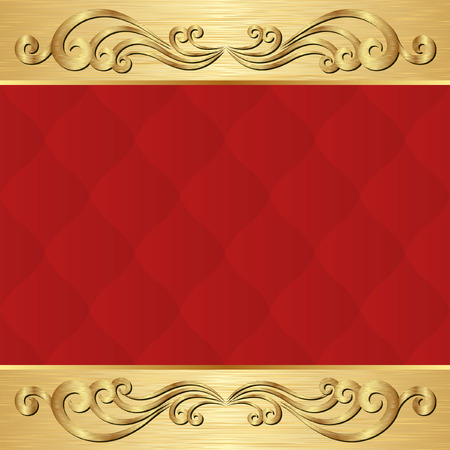 red background with golden ornamentsのイラスト素材