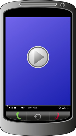 mobile phone with interface of player on displayのイラスト素材