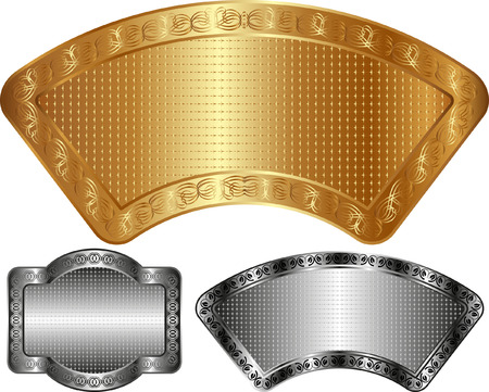 metallic banners with grid textureのイラスト素材