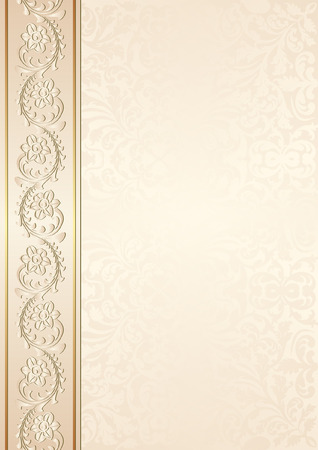 beige background with floral ornamentsのイラスト素材