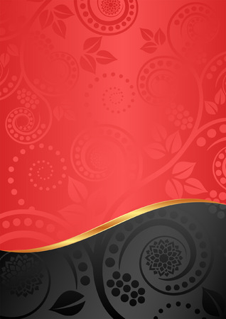 red and black floral backgroundのイラスト素材