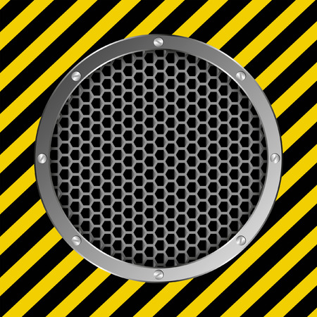 grate background with yellow and black tapeのイラスト素材