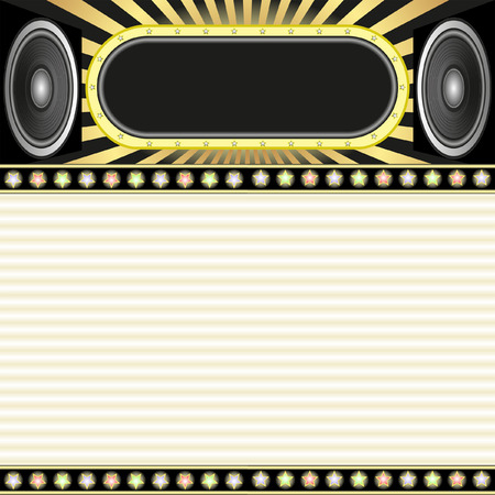 background with neon, stars and speakersのイラスト素材