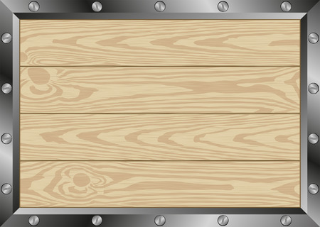 wooden board with metallic frameのイラスト素材