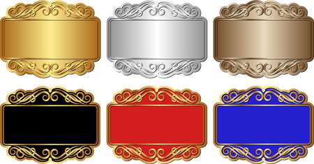 set of isolated banners with ornamentsのイラスト素材