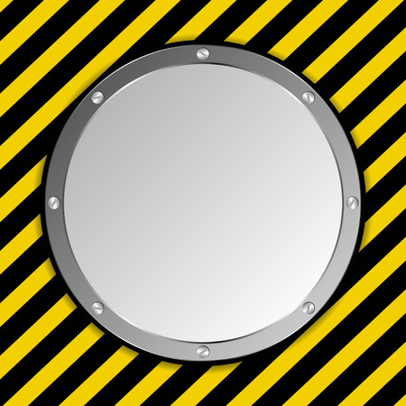 yellow and black stripes with metallic bannerのイラスト素材