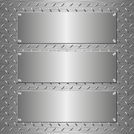 metallic texture with three bannersのイラスト素材