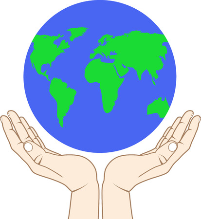 Hand holding a globeのイラスト素材