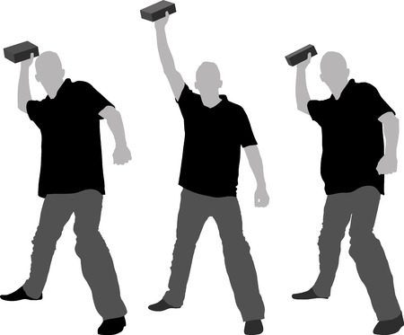 silhouette of man throwing objectsのイラスト素材