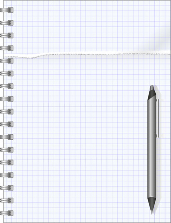 torn pages  of notebook and ballpenのイラスト素材