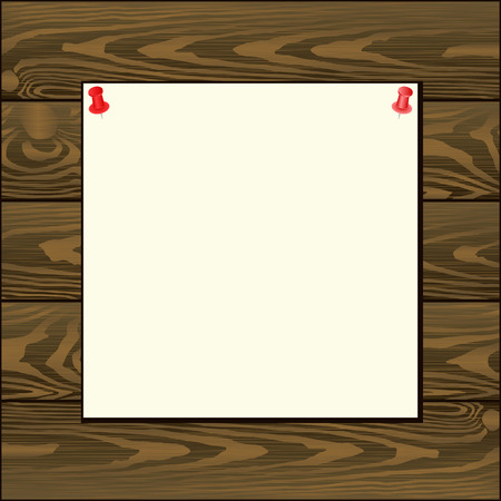 wooden board with sticker attached drawing pinのイラスト素材