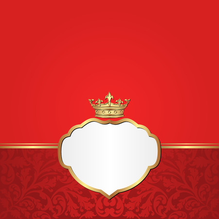 vintage red background with crown and frameのイラスト素材