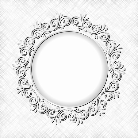 white textured background with floral frameのイラスト素材
