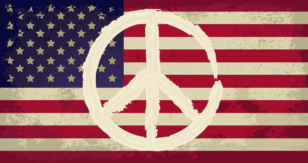 USA flag with peace signのイラスト素材