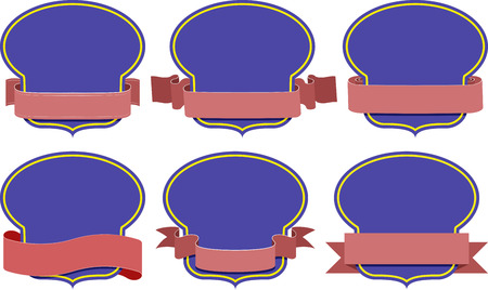 set of isolated vintage frames with ribbonのイラスト素材