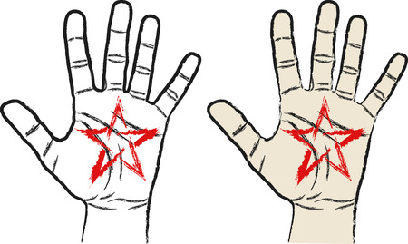 hand with pentagramのイラスト素材