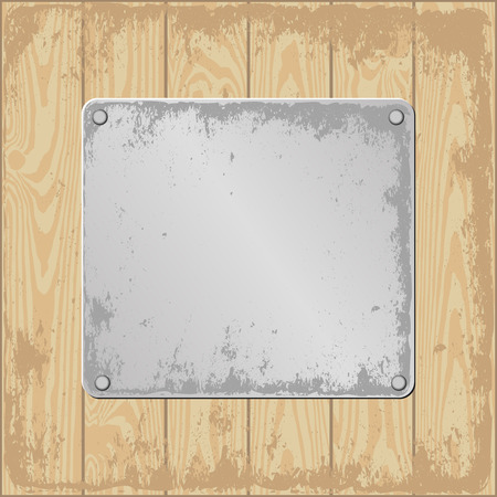 grunge wooden background with plaqueのイラスト素材