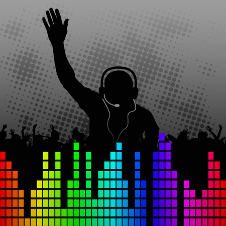 fun background with silhouette DJのイラスト素材