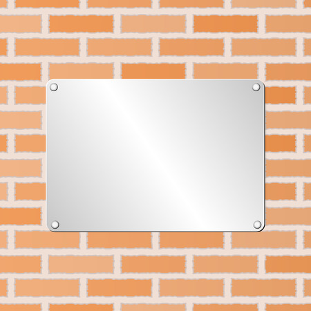 metal plaque on brick wallのイラスト素材