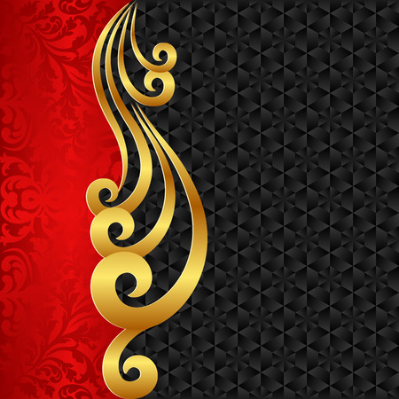 black background and golden ornamentのイラスト素材