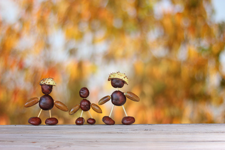 chestnuts guys on autumn blurry backgroundの写真素材