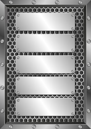 metal background with five plaquesのイラスト素材