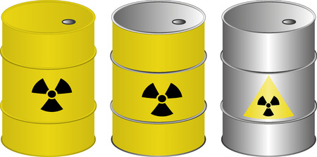 set of isolated barrels with radioactive symbolのイラスト素材