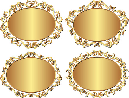 set of isolated golden framesのイラスト素材