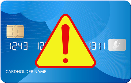 card credit with warning signのイラスト素材
