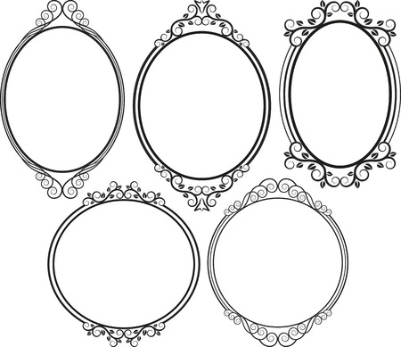 set of isolated antique framesのイラスト素材