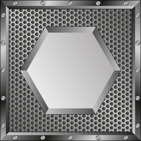 metal  background with hexagonal bannerのイラスト素材