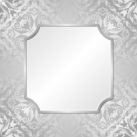 silver background with antique ornaments and frameのイラスト素材