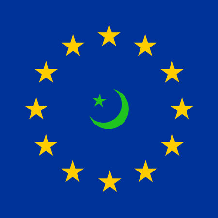 flag of European Union and symbol of Islamのイラスト素材
