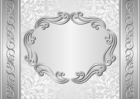 silver background with antique frameのイラスト素材