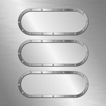 steel texture with three metallic bannersのイラスト素材