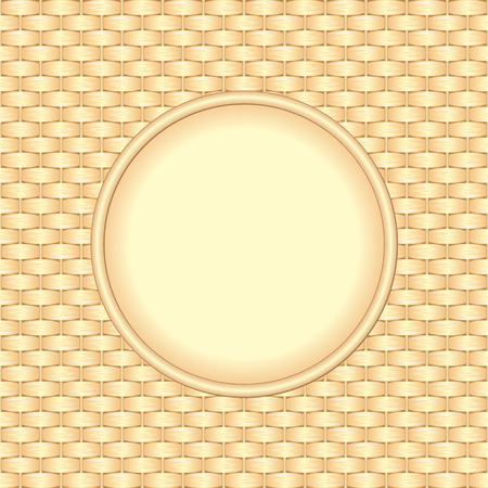 wicker background with round bannerのイラスト素材