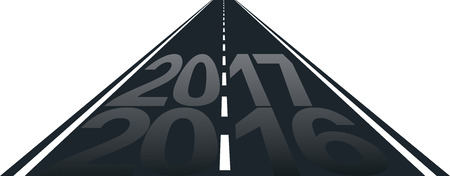 isolated road with inscription of 2017 yearのイラスト素材
