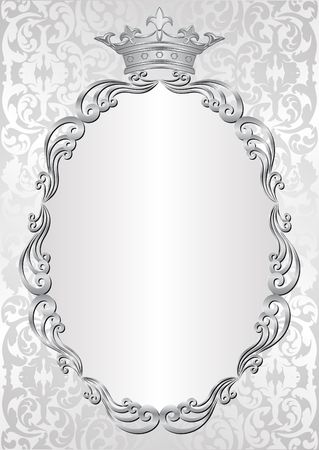 silver background with royal frameのイラスト素材