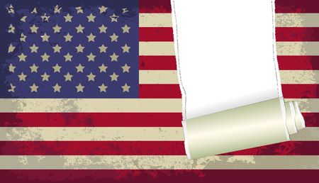 grunge and torn flag of USAのイラスト素材